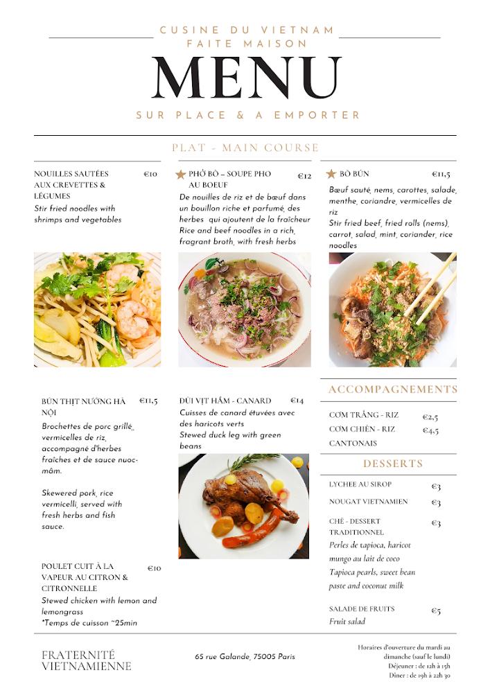 Fraternité Vietnamienne - Menu Image 1